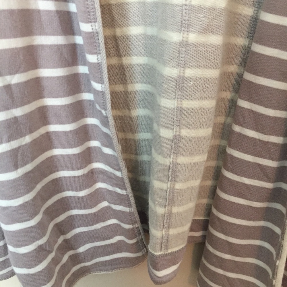 [Bordeaux] Mauve White Stripe Open Front Cardigan - image 5